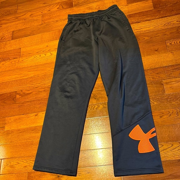 Under armour Loose Coupe fleece  grey logo jogger pants Sz S - Picture 3 of 11